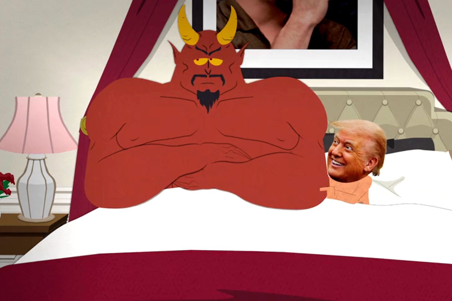 “South Park” depicts nude Donald Trump with tiny penis in mattress with Devil on season 27 premiere: ‘Cannot resist this’