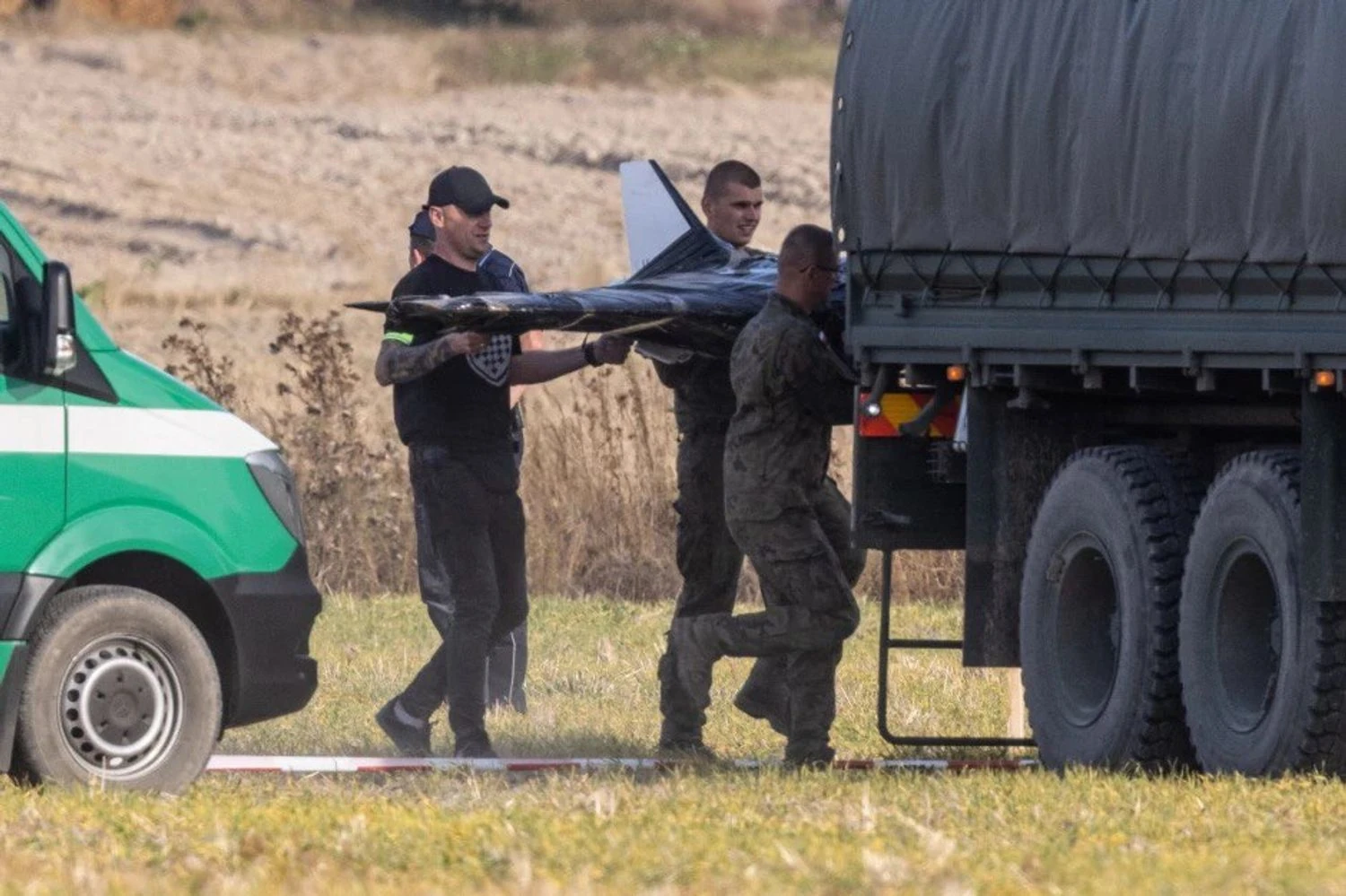 Drone wreckage present in Poland close to the border with Ukraine