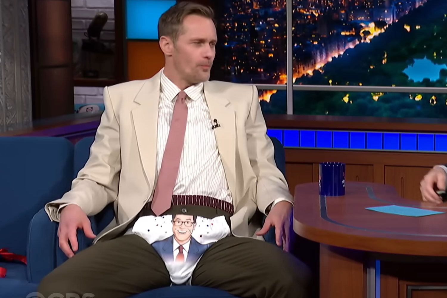 Alexander Skarsgård tries on ‘customized’ underwear from Stephen Colbert in entrance of “Late Present” viewers
