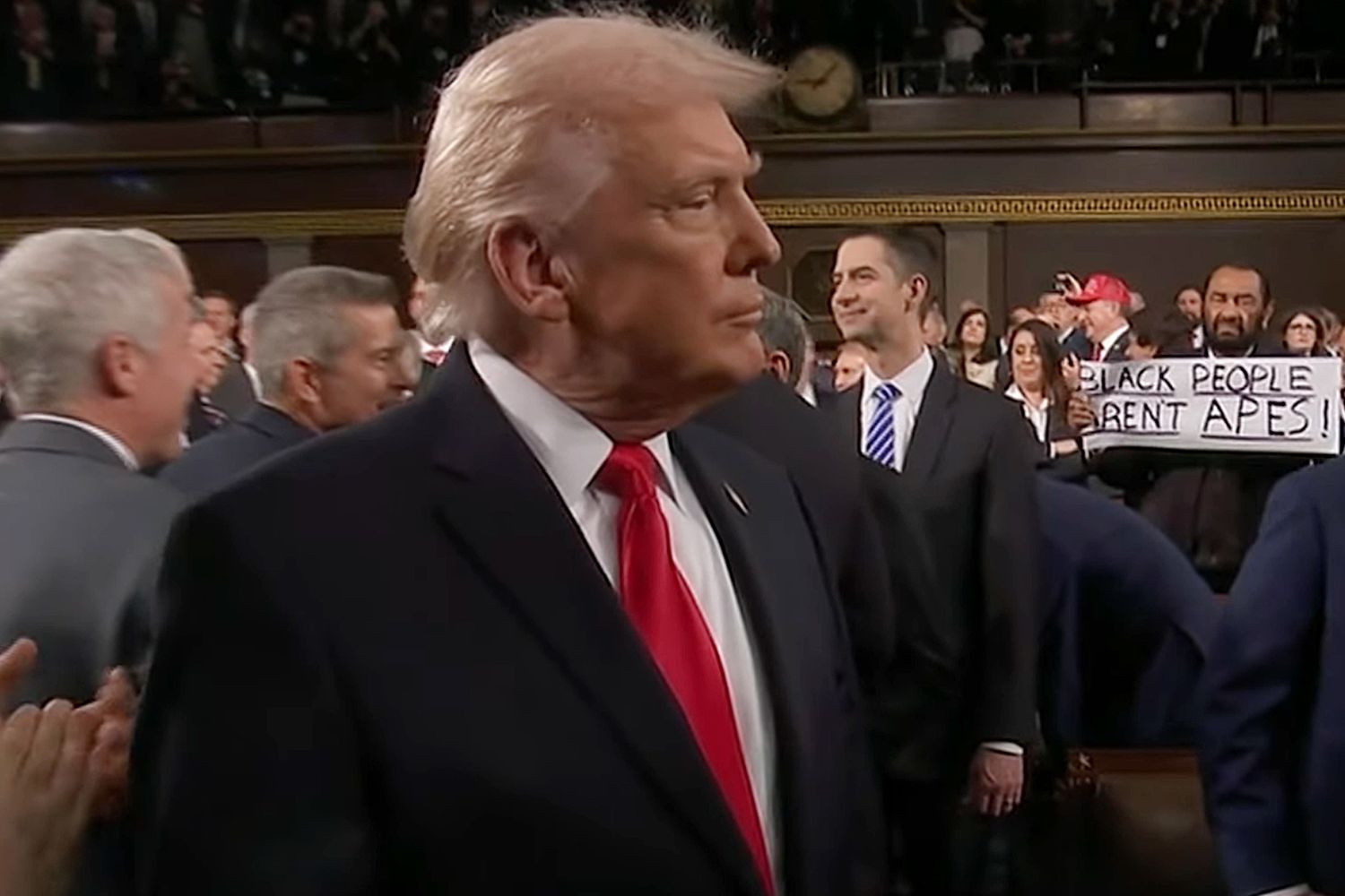 Congressman holding signal aimed toward Donald Trump ejected from State of the Union tackle