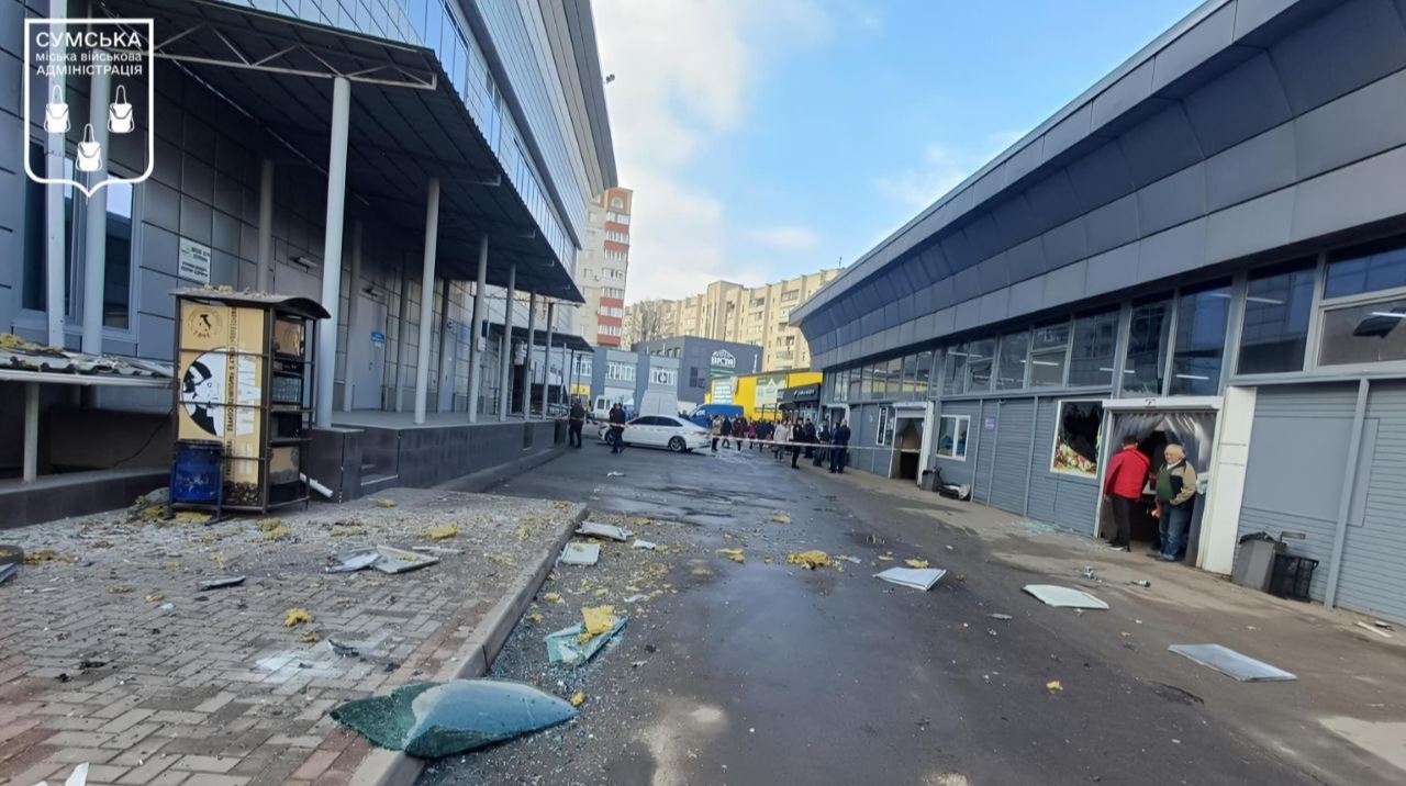 Two injured as Russia hits procuring centre in Sumy – images
